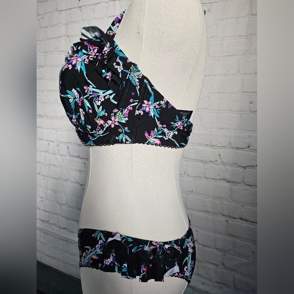 Floozie by Frost French Bikini | Black Floral  | Size 34D Top & UK 8/US 4 Bottom - Picture 2 of 7